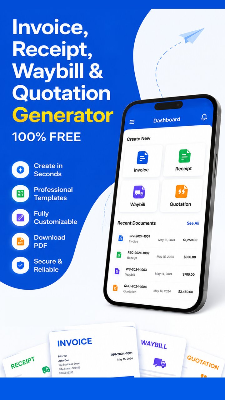 Free Invoice Maker app — invoice, receipt, waybill and quotation generator