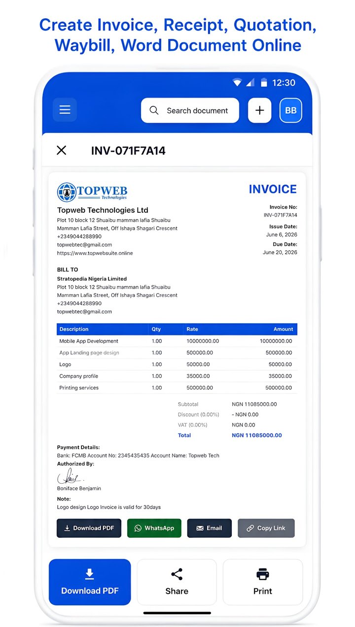 Topwebsuite invoice maker