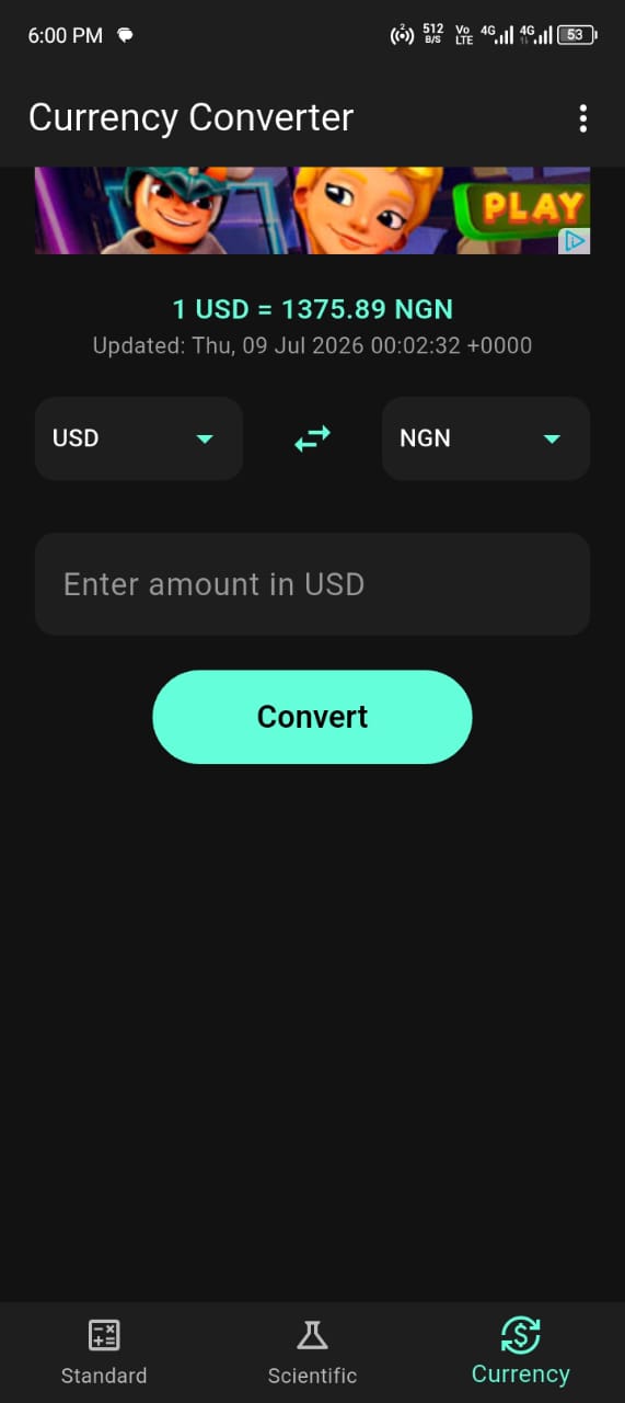 Currency converter in Camera Calculator